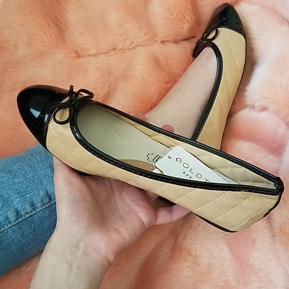 Gold Toe Shoes - Flat Black Bow-Tie Camel Shoes